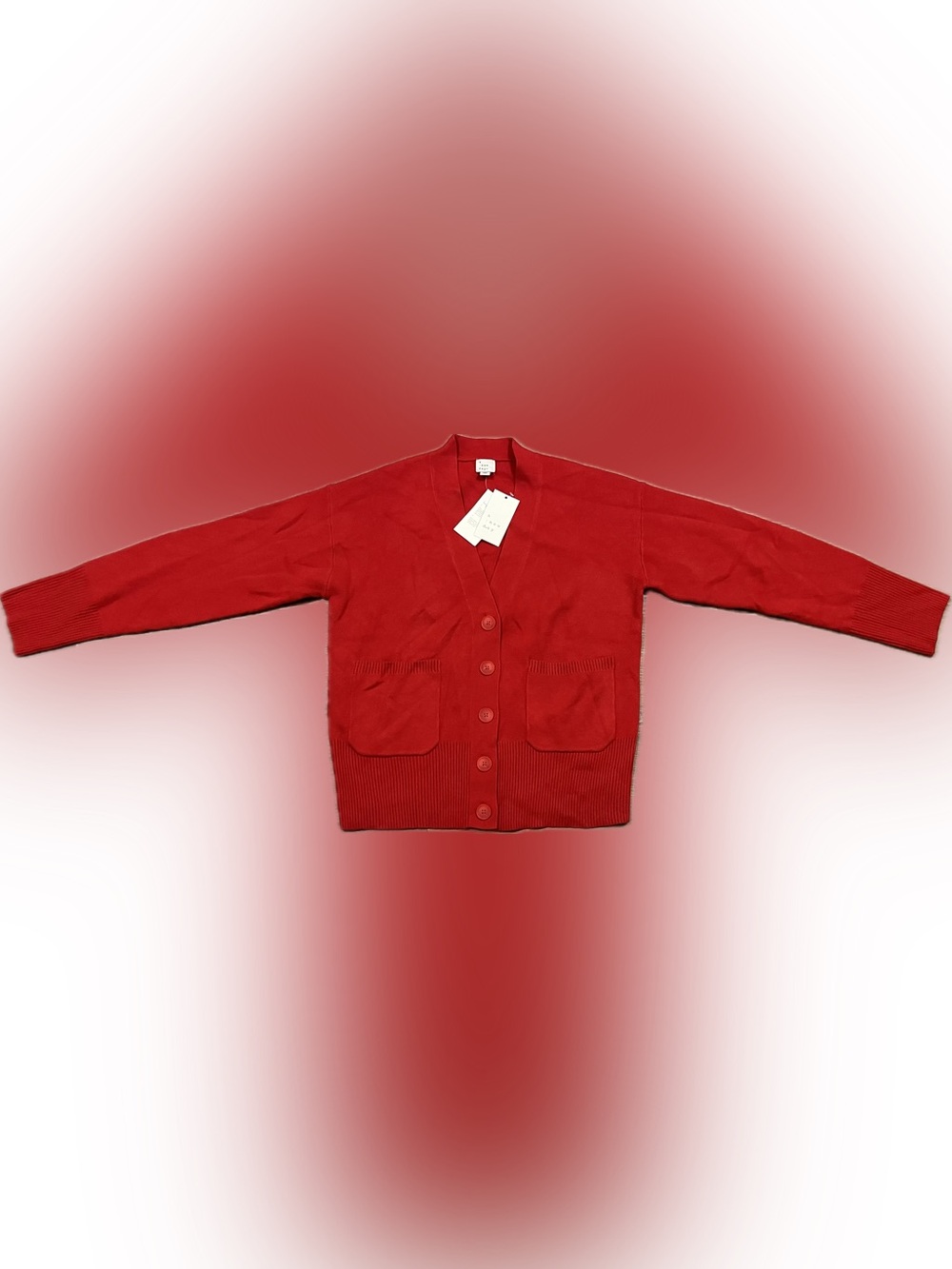 A New Day Red Cashmere Like Soft Button Front Cardigan Size S